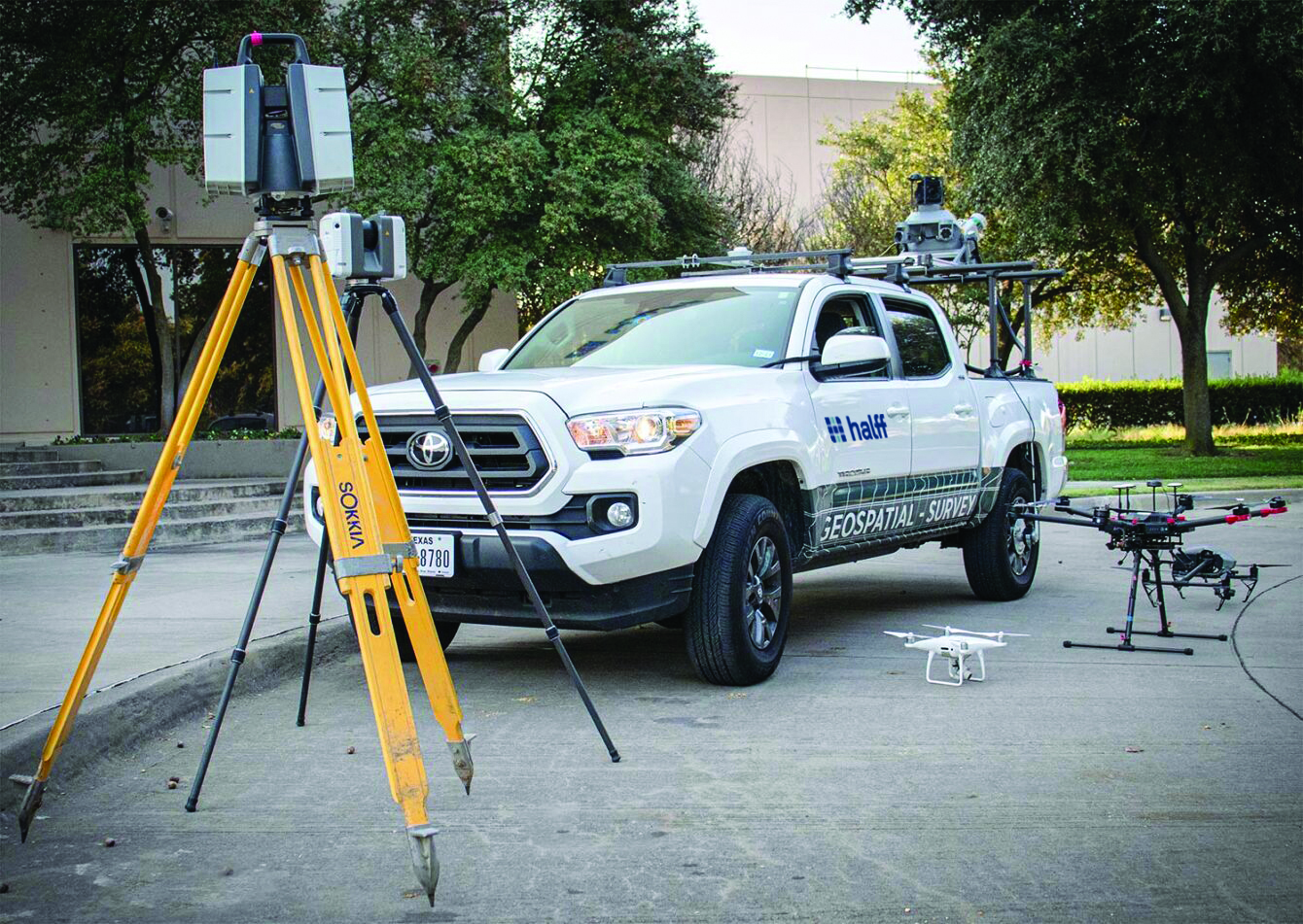 Halff Geospatial service truck with gear