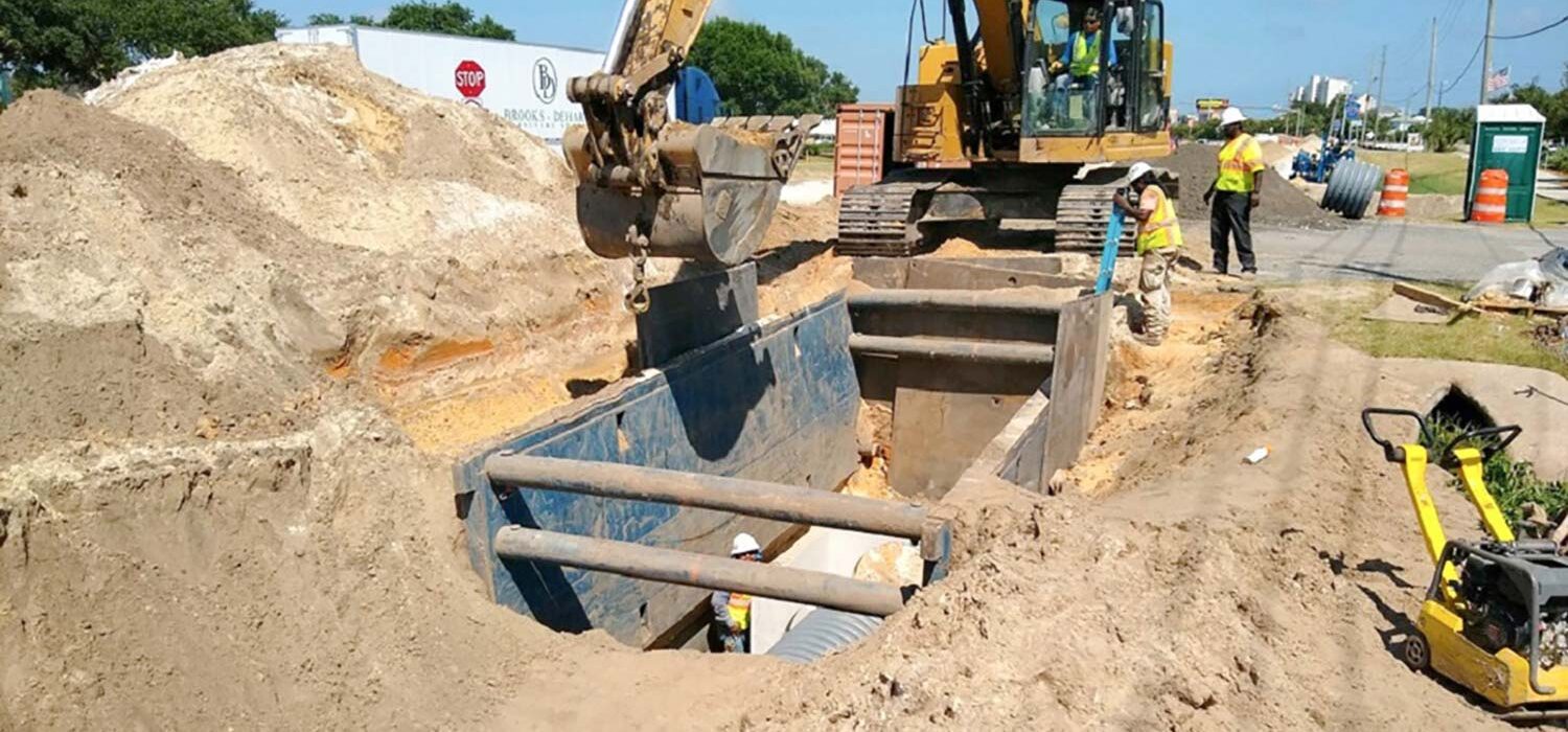 excavator construction at US 98 project