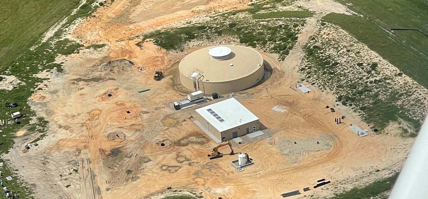 Gibson Place wastewater treatment plant aerial view